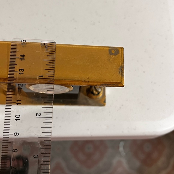 Mini mantle quartz clock.  Brass and onyx maybe marble. Just needs battery - Picture 8 of 10